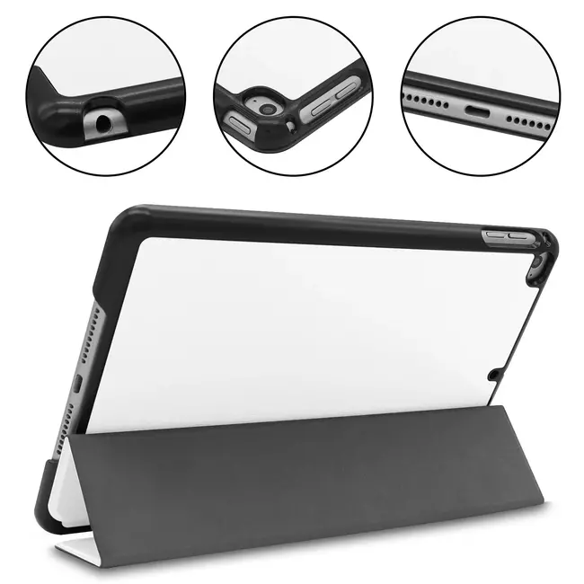 Tablet hoes geschikt voor Apple iPad Mini 7 (2024) - Tri-Fold Book Case - met Auto/Wake functie - Wit