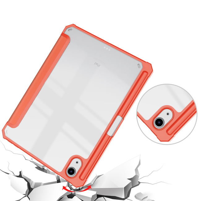 Tablet hoes geschikt voor Apple iPad Mini 7 (2024) - Acrylic Trifold case - met Auto/Wake functie en Magneetsluiting - Oranje