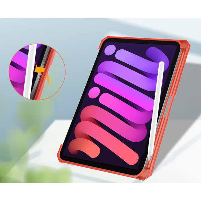 Tablet hoes geschikt voor Apple iPad Mini 7 (2024) - Acrylic Trifold case - met Auto/Wake functie en Magneetsluiting - Oranje