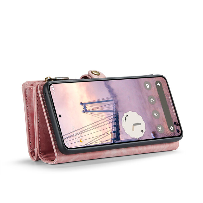 CaseMe - Telefoonhoesje geschikt voor Google Pixel 9/9 Pro - 2 in 1 Book Case en Back Cover - Lichtroze