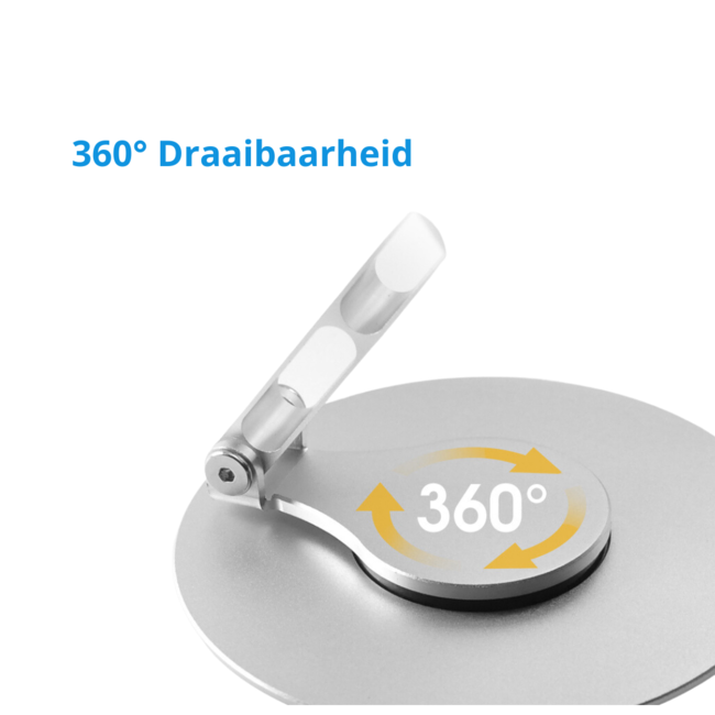 Case2go - Telefoon en Tablet standaard - 360 Graden Draaibaar - Opvouwbaar en Verstelbaar - Grijs