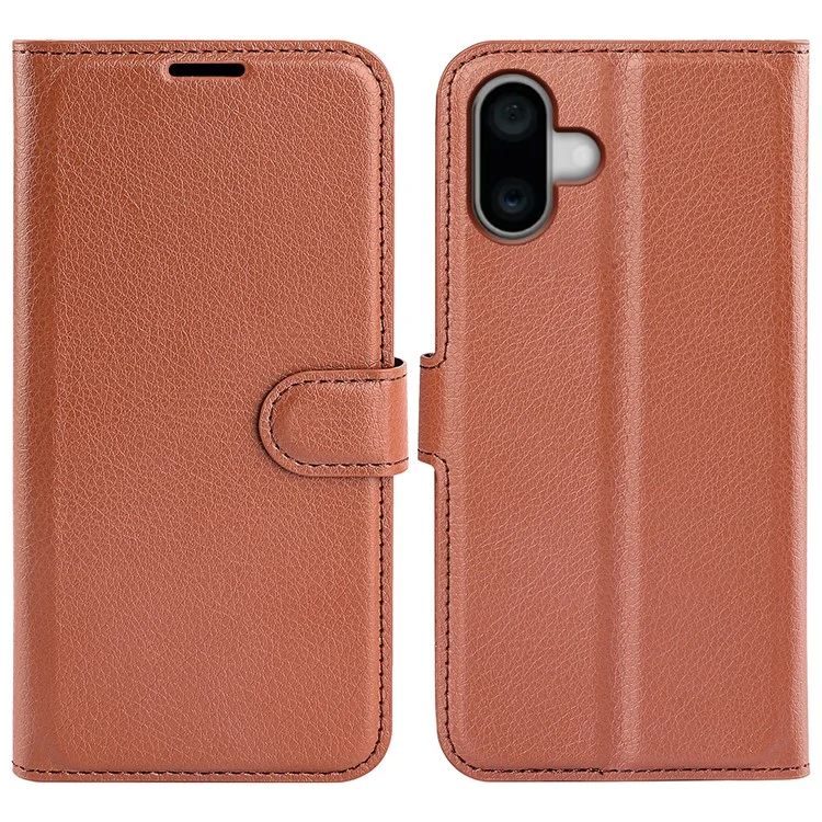 Case2go - Telefoon hoesje geschikt voor Apple iPhone 16 - Wallet Book case - Met Magnetische Sluiting - Bruin afbeelding
