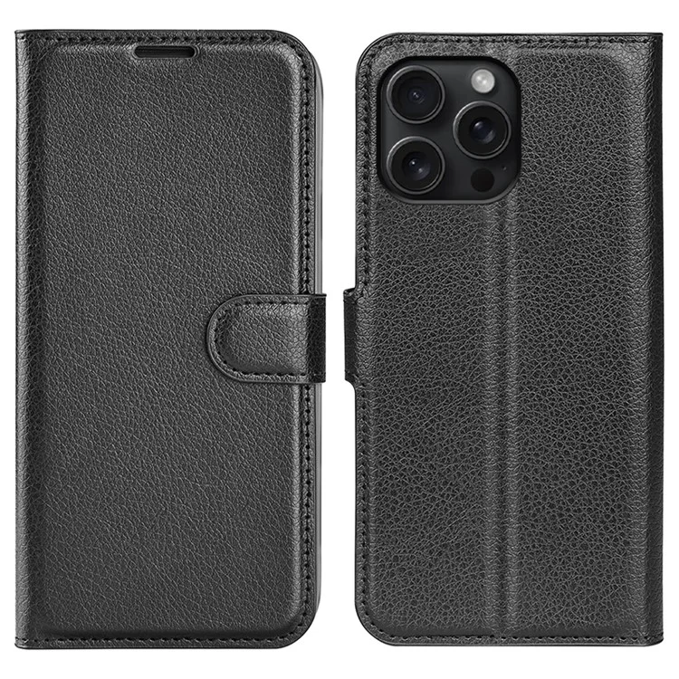 Case2go - Telefoon hoesje geschikt voor Apple iPhone 16 Pro Max - Wallet Book case - Met Magnetische Sluiting - Zwart afbeelding