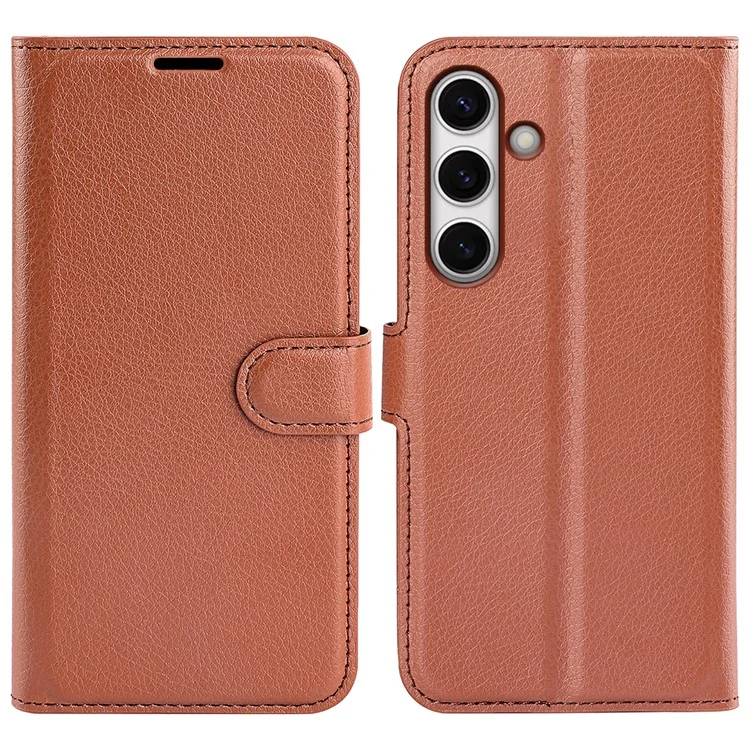 Case2go - Telefoon hoesje geschikt voor Samsung Galaxy S24 FE - Wallet Book case - Met Magnetische Sluiting - Bruin afbeelding