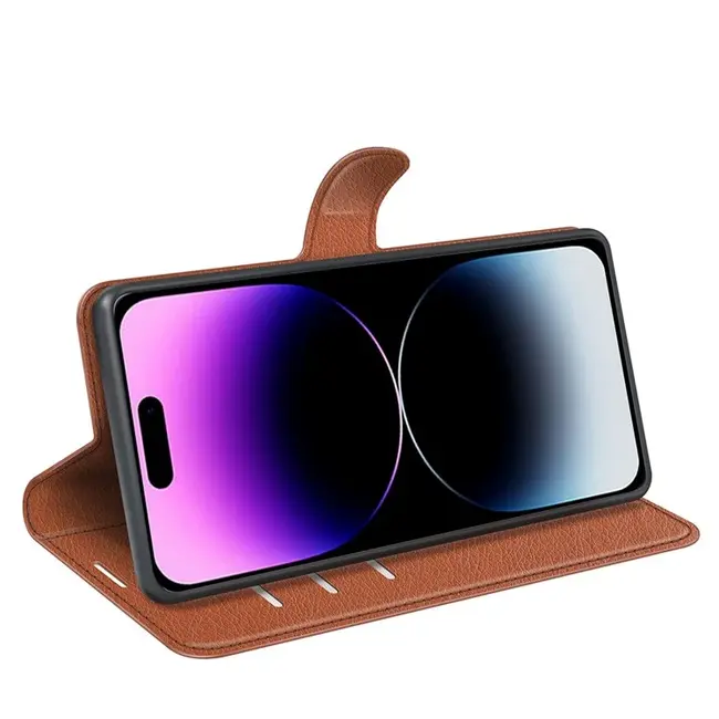 Case2go - Telefoon hoesje geschikt voor Apple iPhone 15 Pro Max - Wallet Book case - Met Magnetische Sluiting - Bruin