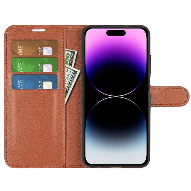 Case2go - Telefoon hoesje geschikt voor Apple iPhone 15 Pro Max - Wallet Book case - Met Magnetische Sluiting - Bruin
