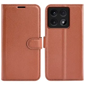 Case2go Case2go - Telefoon hoesje geschikt voor Xiaomi 14T Pro - Wallet Book case - Met Magnetische Sluiting - Bruin