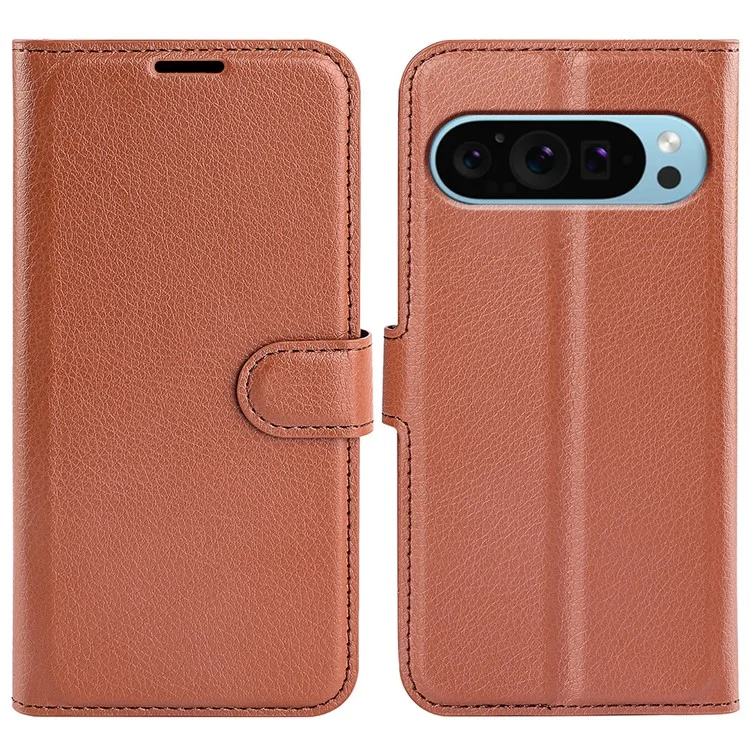 Case2go - Telefoon hoesje geschikt voor Google Pixel 9 - Wallet Book case - Met Magnetische Sluiting - Bruin afbeelding