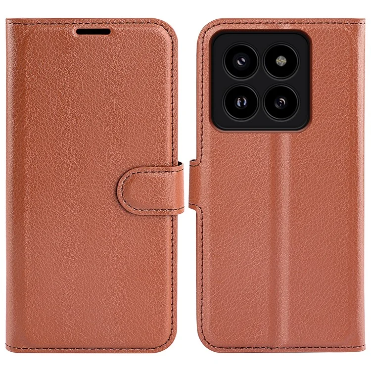 Case2go - Telefoon hoesje geschikt voor Xiaomi 14 Pro - Wallet Book case - Met Magnetische Sluiting - Bruin afbeelding