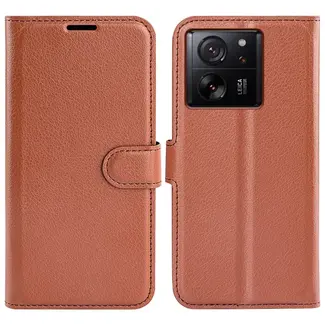 Case2go Case2go - Telefoon hoesje geschikt voor Xiaomi 13T Pro - Wallet Book case - Met Magnetische Sluiting - Bruin