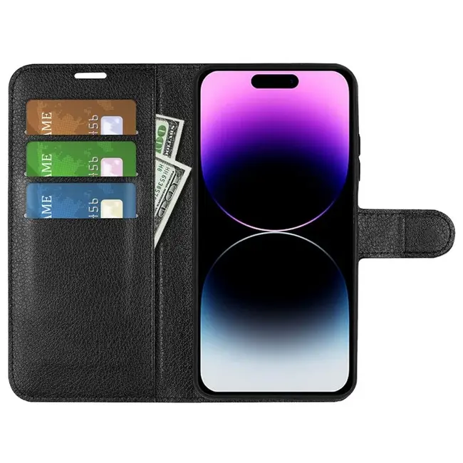 Case2go - Telefoon hoesje geschikt voor Apple iPhone 15 Pro Max - Wallet Book case - Met Magnetische Sluiting - Zwart