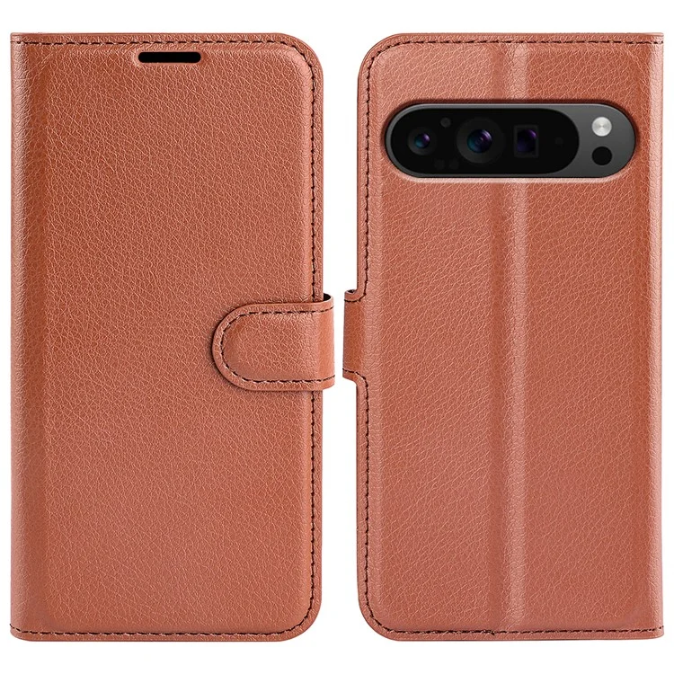 Case2go - Telefoon hoesje geschikt voor Google Pixel 9 Pro XL - Wallet Book case - Met Magnetische Sluiting - Bruin afbeelding