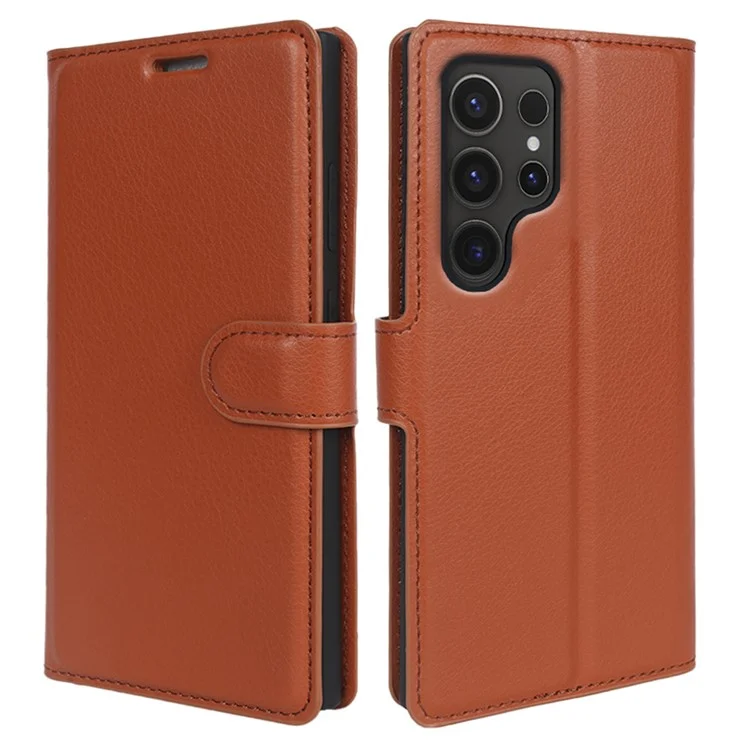 Case2go - Telefoon hoesje geschikt voor Samsung Galaxy S24 Ultra - Wallet Book case - Met Magnetische Sluiting - Bruin afbeelding
