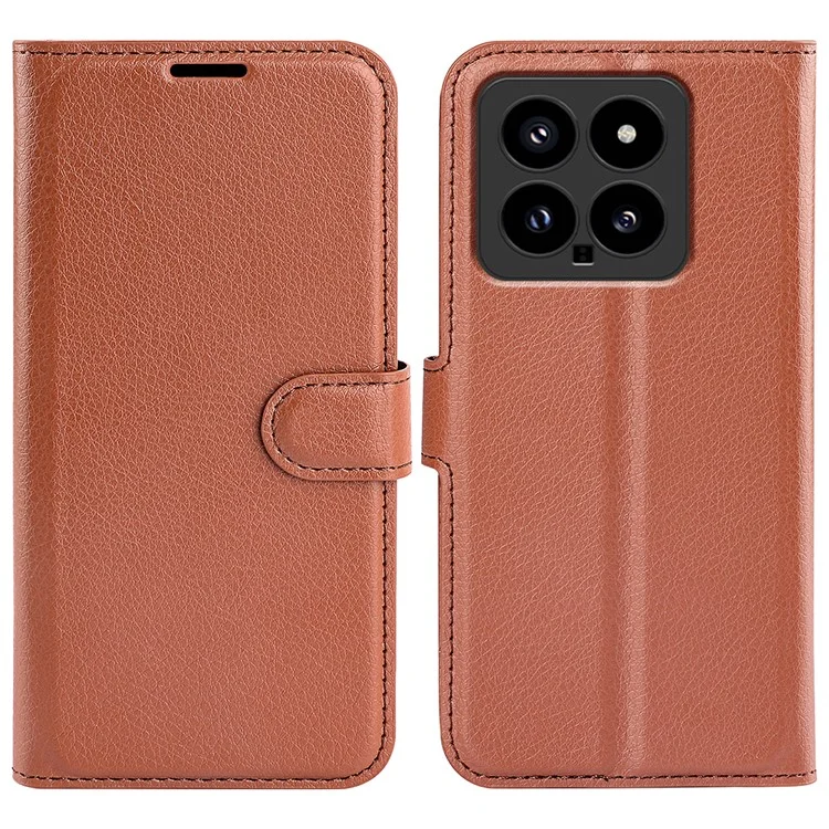Case2go - Telefoon hoesje geschikt voor Xiaomi 14 - Wallet Book case - Met Magnetische Sluiting - Bruin afbeelding