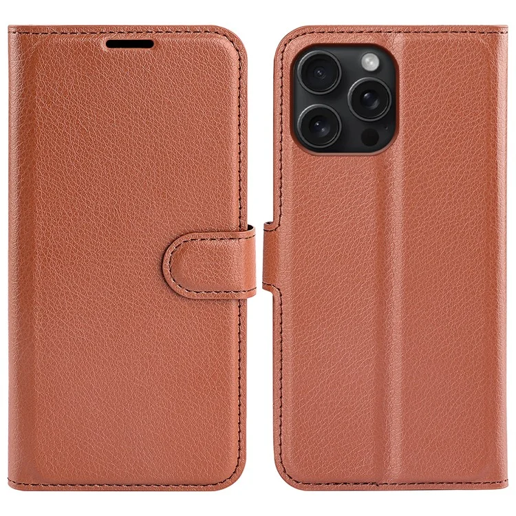 Case2go - Telefoon hoesje geschikt voor Apple iPhone 16 Pro - Wallet Book case - Met Magnetische Sluiting - Bruin afbeelding