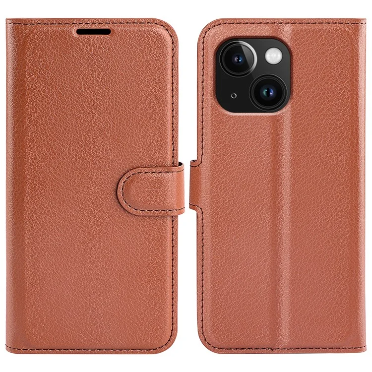 Case2go - Telefoon hoesje geschikt voor Apple iPhone 15 Plus - Wallet Book case - Met Magnetische Sluiting - Bruin afbeelding