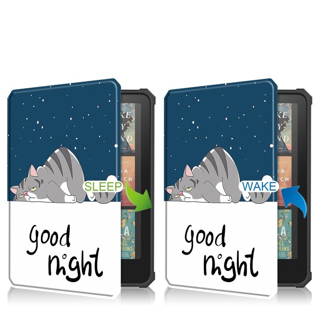 Hoes geschikt voor Amazon Kindle Paperwhite 2024 (12th gen) - 7 Inch - TPU Book Case - Auto/Wake functie - Goodnight