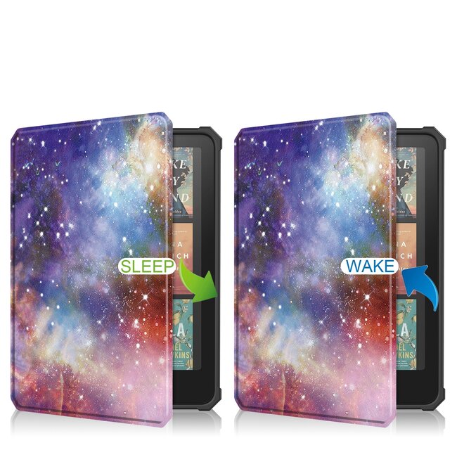 Hoes geschikt voor Amazon Kindle Paperwhite 2024 (12th gen) - 7 Inch - TPU Book Case - Auto/Wake functie - Galaxy