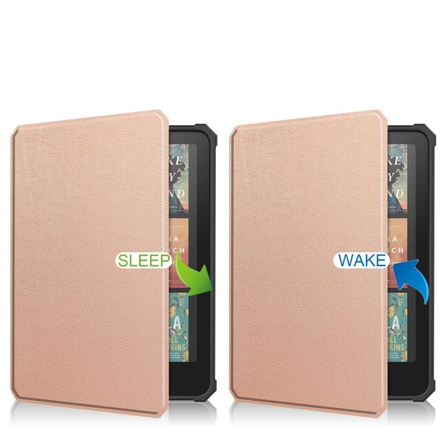 Hoes geschikt voor Amazon Kindle Paperwhite 2024 (12th gen) - 7 Inch - TPU Book Case - Auto/Wake functie - Rose Gold