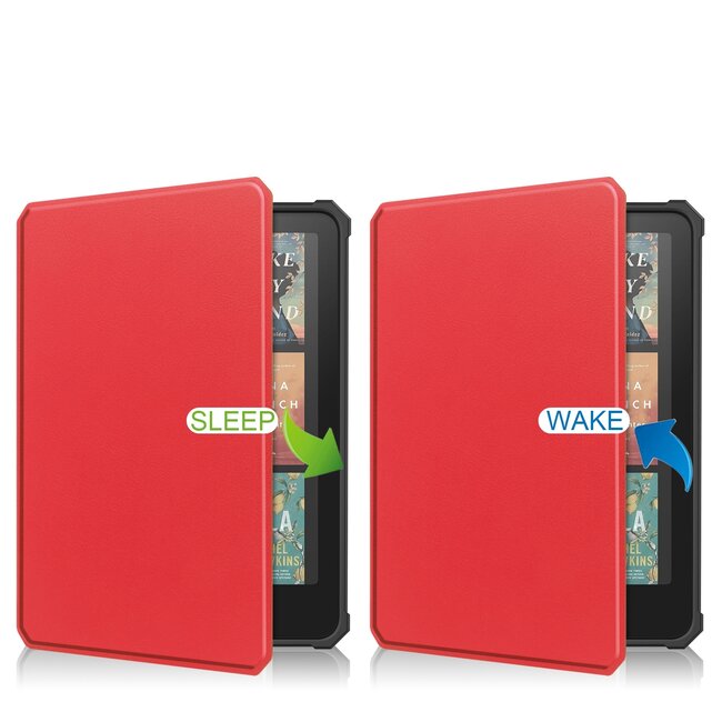 Hoes geschikt voor Amazon Kindle Paperwhite 2024 (12th gen) - 7 Inch - TPU Book Case - Auto/Wake functie - Rood