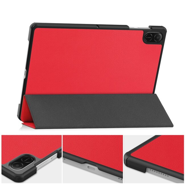 Case2go - Tablet hoes geschikt voor Honor Pad X8a - Tri-Fold Book Case - Auto Wake/Sleep functie - Rood