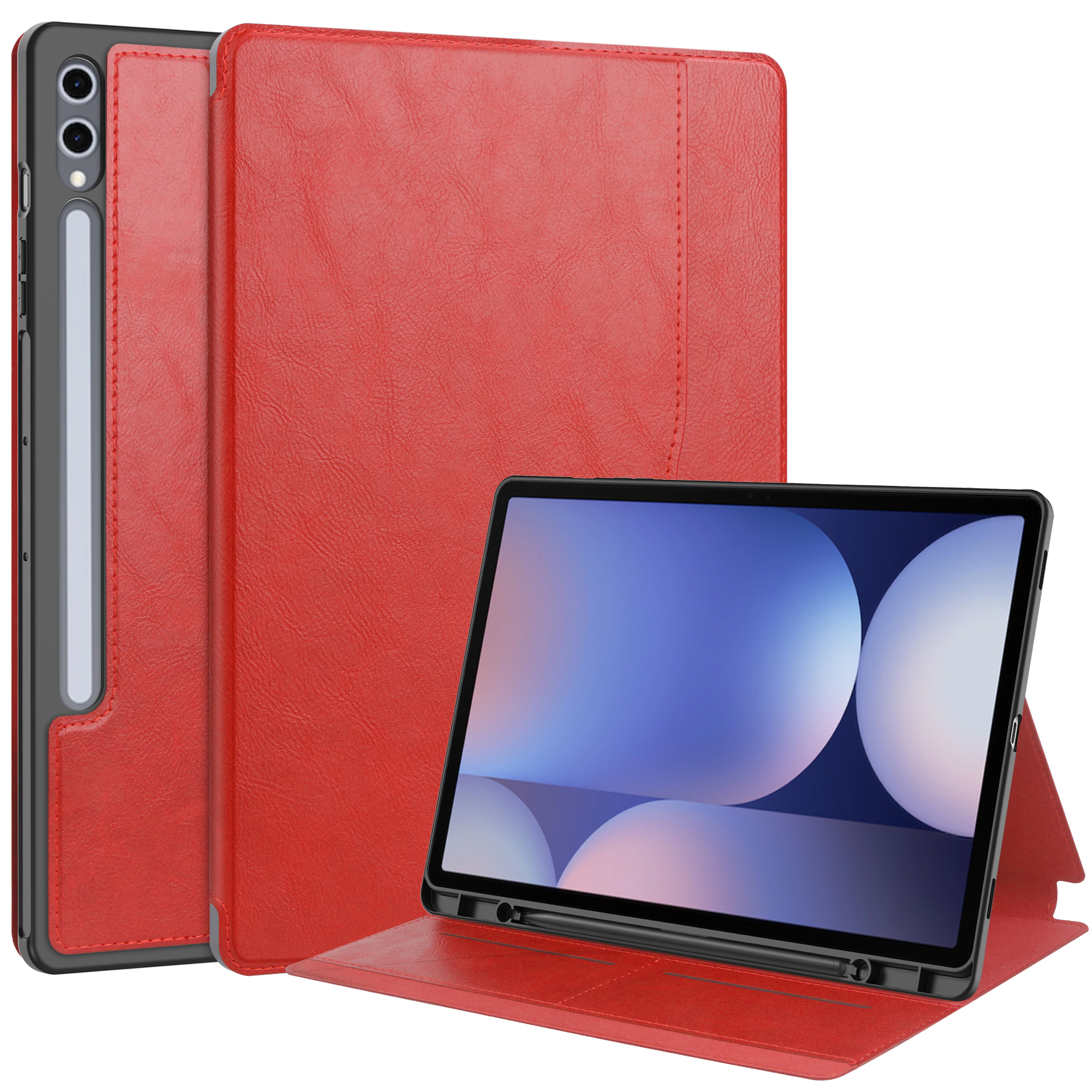 Case2go - Hoes geschikt voor Samsung Galaxy Tab S10 Plus (2024)  - Ultimate Business Book Case  - 12.4 Inch - Rood afbeelding