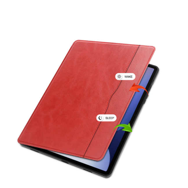 Case2go - Hoes geschikt voor Samsung Galaxy Tab S10 Plus (2024)  - Ultimate Business Book Case  - 12.4 Inch - Rood