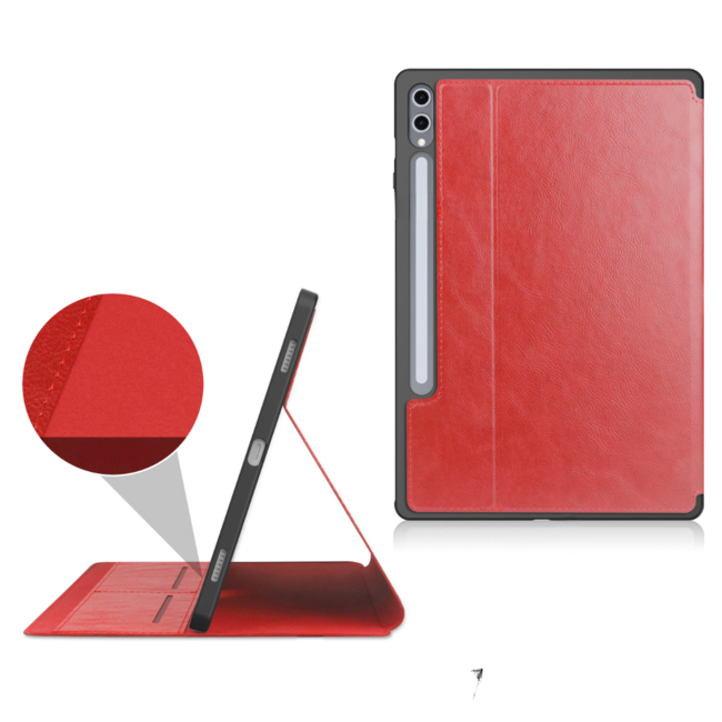 Case2go - Hoes geschikt voor Samsung Galaxy Tab S10 Plus (2024)  - Ultimate Business Book Case  - 12.4 Inch - Rood