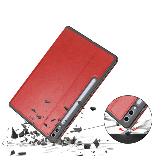 Case2go - Hoes geschikt voor Samsung Galaxy Tab S10 Plus (2024)  - Ultimate Business Book Case  - 12.4 Inch - Rood