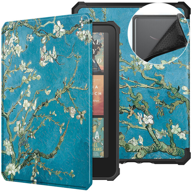 Hoes geschikt voor Amazon Kindle Paperwhite 2024 (12th gen) - 7 Inch - TPU Book Case - Auto/Wake functie - Witte bloesem
