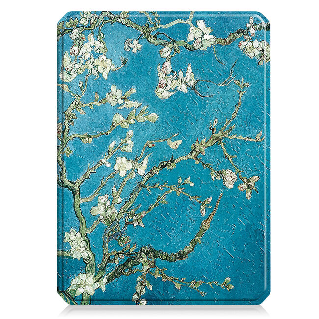 Hoes geschikt voor Amazon Kindle Paperwhite 2024 (12th gen) - 7 Inch - TPU Book Case - Auto/Wake functie - Witte bloesem