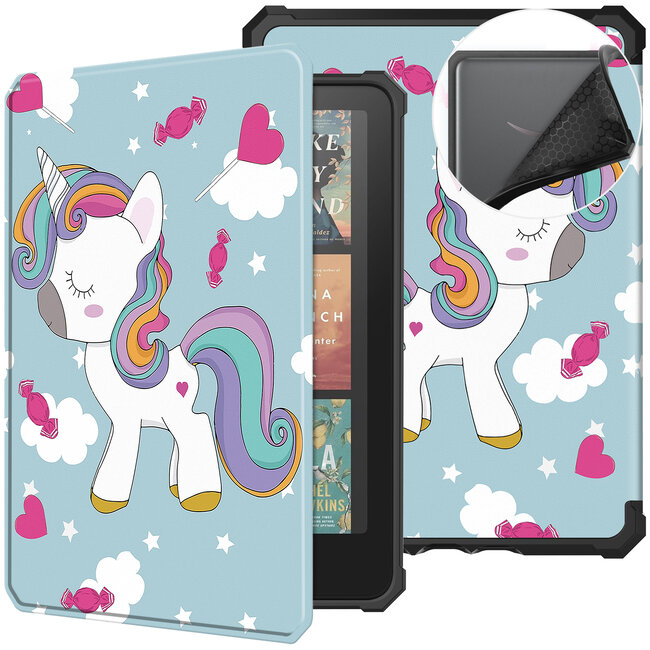 Hoes geschikt voor Amazon Kindle Paperwhite 2024 (12th gen) - 7 Inch - TPU Book Case - Auto/Wake functie - Eenhoorn