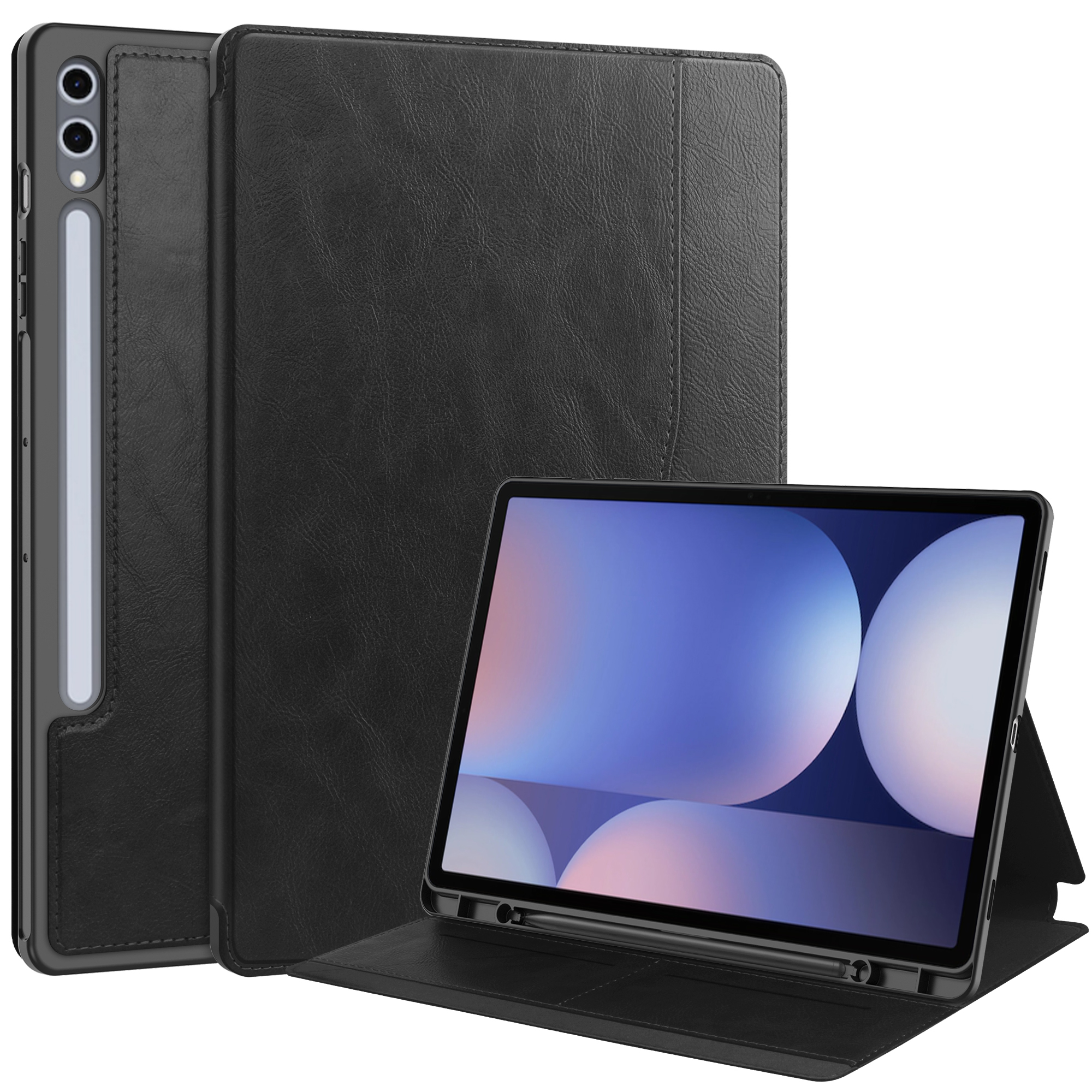 Case2go - Hoes geschikt voor Samsung Galaxy Tab S10 Plus (2024)  - Ultimate Business Book Case  - 12.4 Inch - Zwart afbeelding