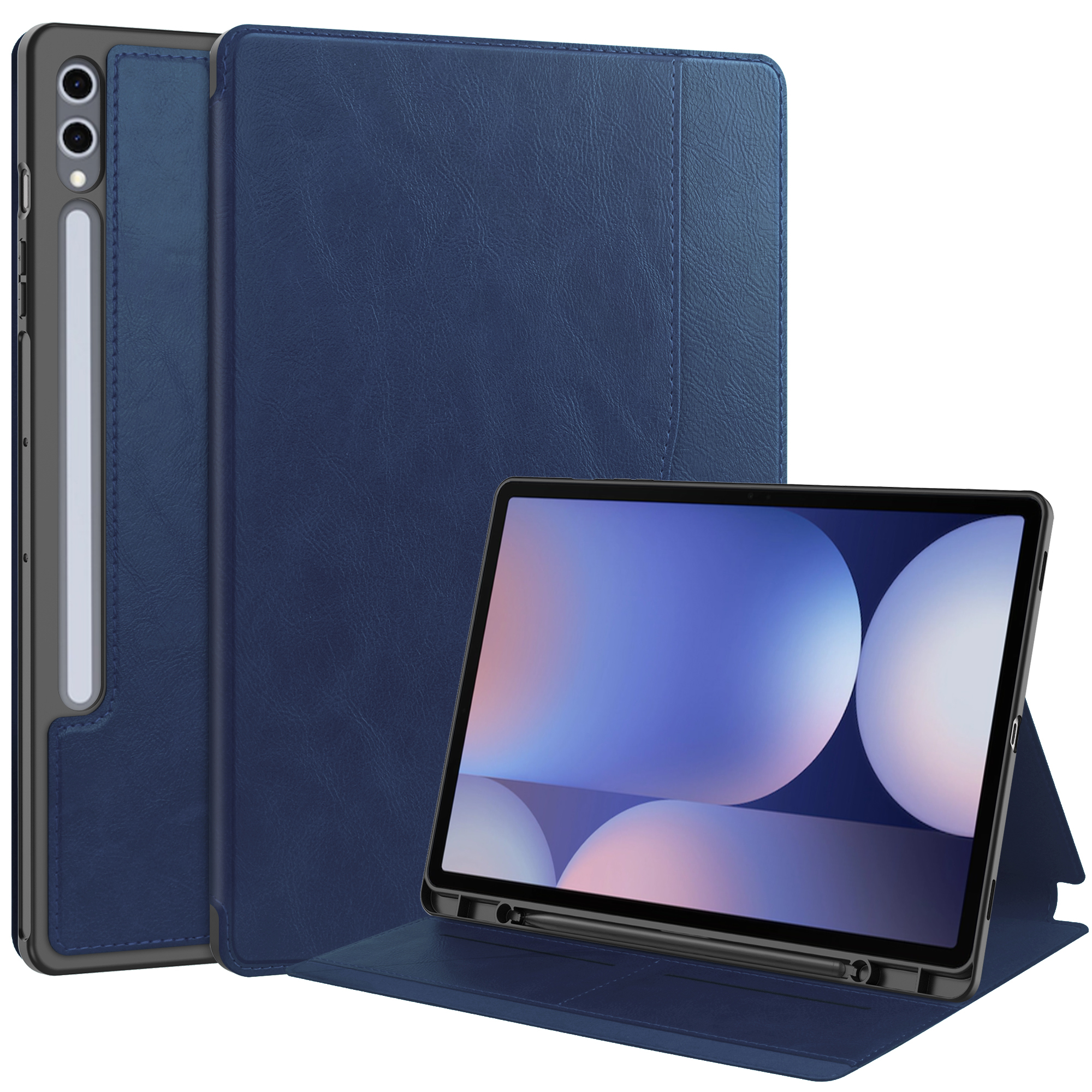 Case2go - Hoes geschikt voor Samsung Galaxy Tab S10 Plus (2024)  - Ultimate Business Book Case  - 12.4 Inch - Donker Blauw afbeelding