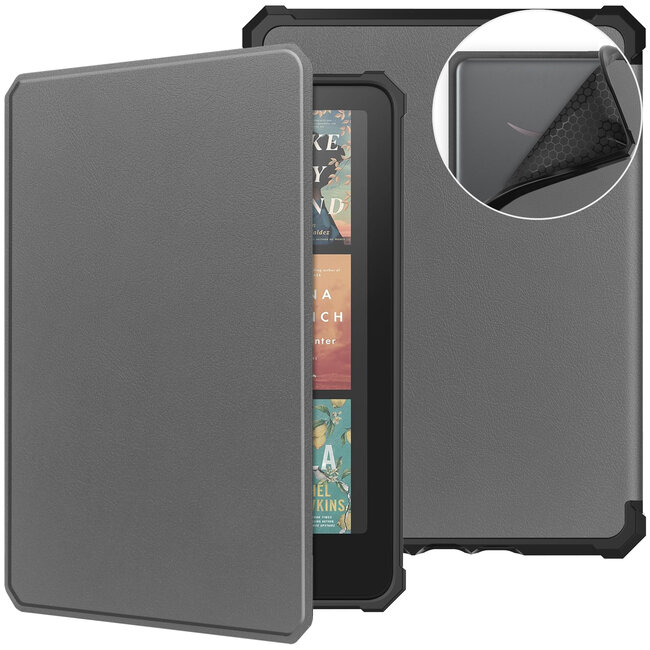 Hoes geschikt voor Amazon Kindle Paperwhite 2024 (12th gen) - 7 Inch - TPU Book Case - Auto/Wake functie - Grijs