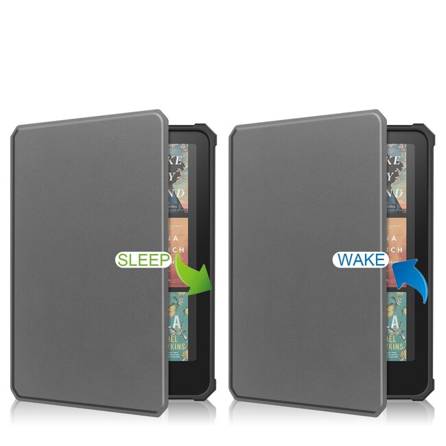 Hoes geschikt voor Amazon Kindle Paperwhite 2024 (12th gen) - 7 Inch - TPU Book Case - Auto/Wake functie - Grijs