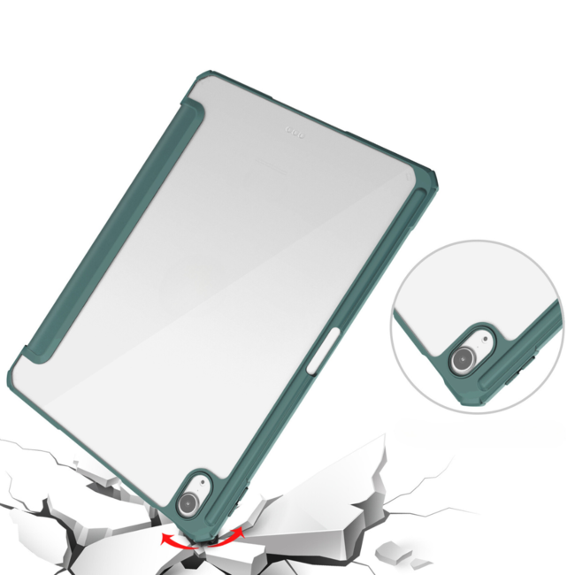 Case2go - Tablet hoes geschikt voor Apple iPad Air (2024) / Apple iPad Air (2025) - 11 Inch - Acrylic Trifold case met Pencil houder - Donkergroen