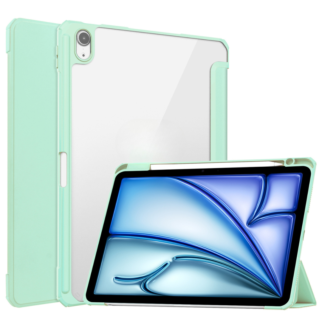 Case2go - Tablet hoes geschikt voor Apple iPad Air (2024) / Apple iPad Air (2025) - 11 Inch - Acrylic Trifold case met Pencil houder - Lichtgroen afbeelding