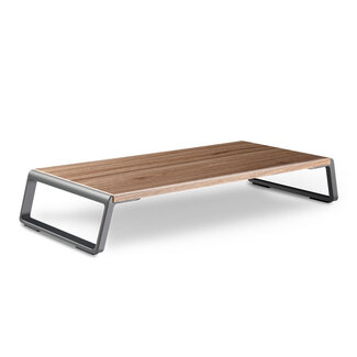 Case2go Case2go - Monitor Standaard - Laptop Standaard - Ergonomische design - Monitor Verhoger - Aluminium - Walnoot Bruin