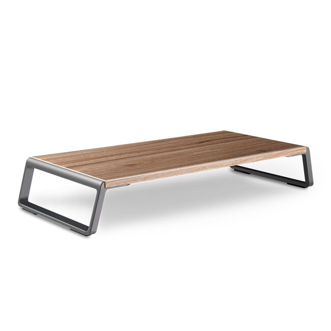 Case2go - Monitor Standaard - Laptop Standaard - Ergonomische design - Monitor Verhoger - Aluminium  - Walnoot Bruin