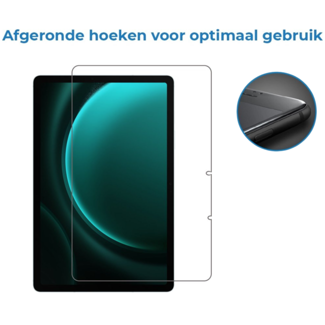 Case2go - Tablet Screenprotector geschikt voor Samsung Galaxy Tab S9 FE - 10.9 Inch - Tempered Glass - Case Friendly - Transparant