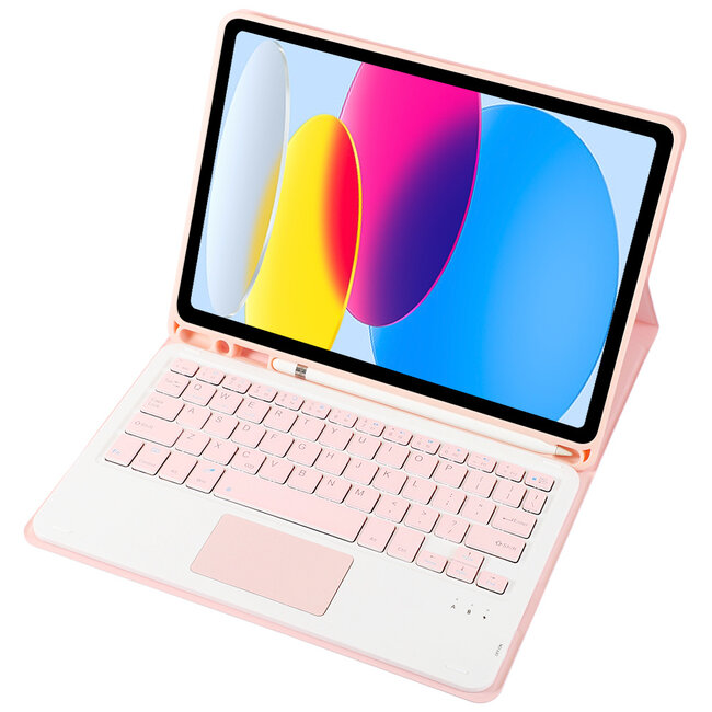 Case2go - Bluetooth Toetsenbord hoes geschikt voor Apple iPad 11 (2025) A16 / Apple iPad 10.9 Inch (2022) - QWERTY - Auto Wake/Sleep functie - Met Pencil Houder - Touchpad - Roze