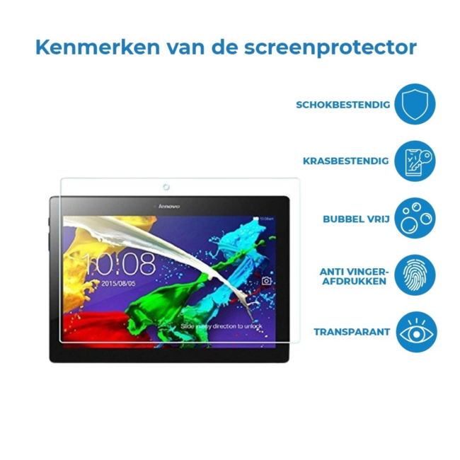 Case2go - Tablet Screenprotector geschikt voor Lenovo Tab 2 A10-70f - 10.1 Inch - Tempered Glass - Case Friendly - Transparant