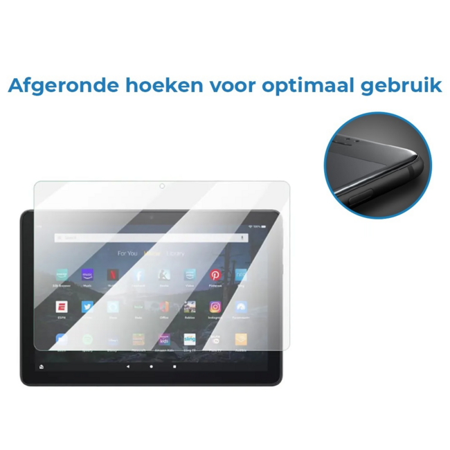 Case2go - Tablet Screenprotector geschikt voor Amazon Fire HD 8 Plus (2022) - Tempered Glass - Case Friendly - Transparant