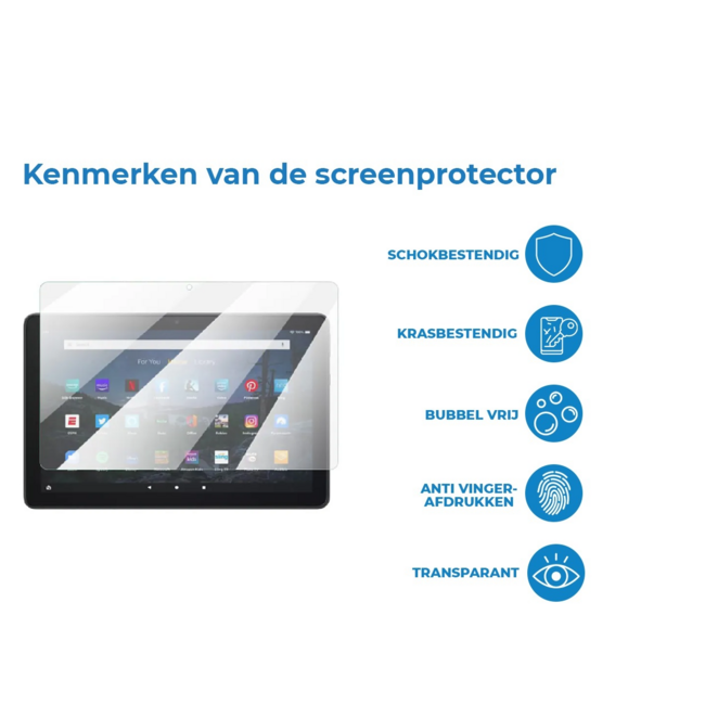 Case2go - Tablet Screenprotector geschikt voor Amazon Fire HD 8 Plus (2022) - Tempered Glass - Case Friendly - Transparant