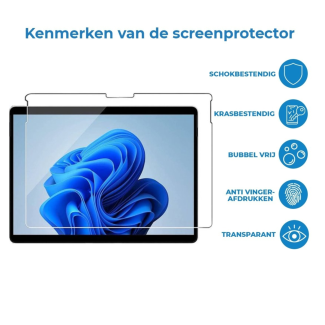 Case2go - Tablet Screenprotector geschikt voor Microsoft Surface Pro 8 - Tempered Glass - Case Friendly - Transparant