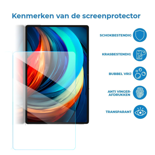 Case2go - Tablet Screenprotector geschikt voor Lenovo Tab P12 Pro - Tempered Glass - Case Friendly - Transparant