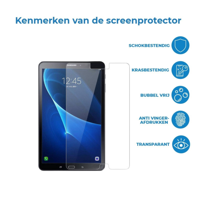 Case2go - Tablet Screenprotector geschikt voor Samsung Galaxy Tab A 10.1 (2016/2018) - 10.1 Inch - Tempered Glass - Case Friendly - Transparant