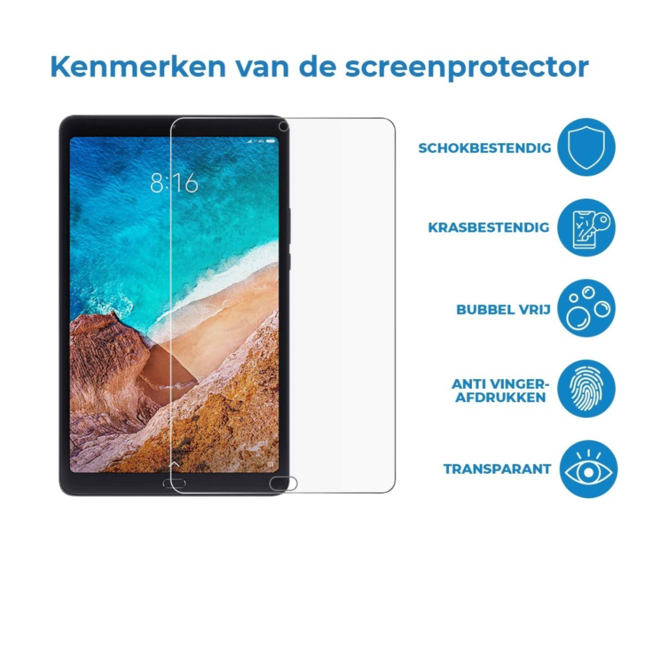 Case2go - Tablet Screenprotector geschikt voor Xiaomi Mi Pad 4 Plus - 10.1 Inch - Tempered Glass - Case Friendly - Transparant