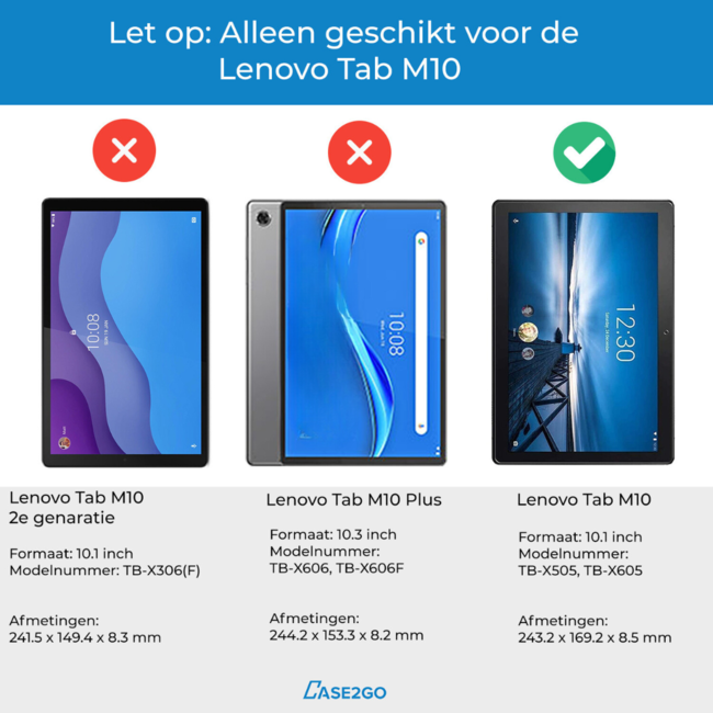 Case2go - Tablet Screenprotector geschikt voor Lenovo Tab M10 FHD - (2020) - 10.1 inch -  Tempered Glass - Case Friendly - Transparant